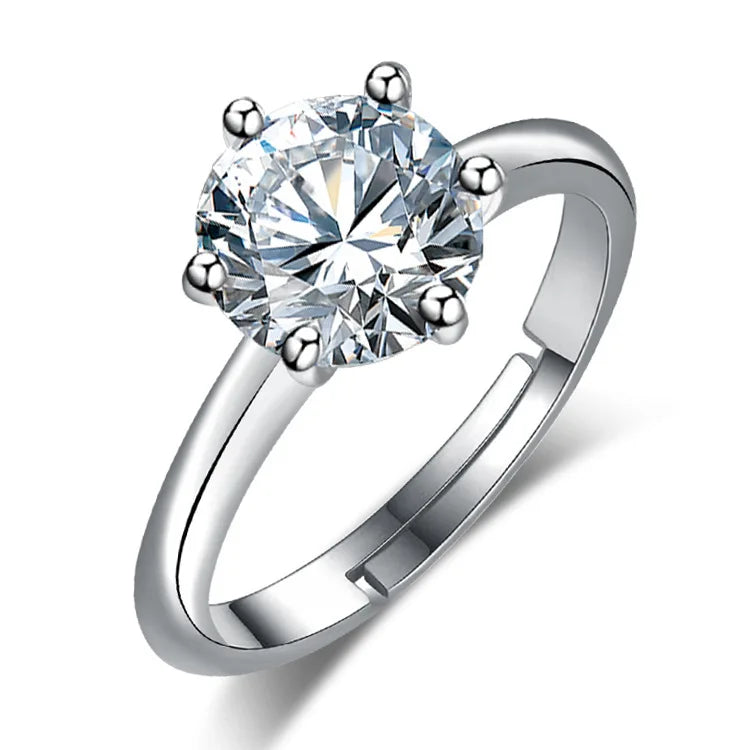 925 Sterling Silver Ring Hot AAA Zircon adjustable Size Engagement Rings For Women Wedding Ring Party Fashion Nice Jewelry Gift Good Vibrations