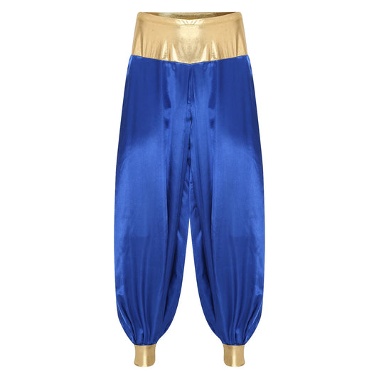 Halloween Men Arabian Indian Prince Cosplay Costume Stain Shiny Harem Trousers Arab Costume Carnival Dress Up Lantern Long Pants Good Vibrations