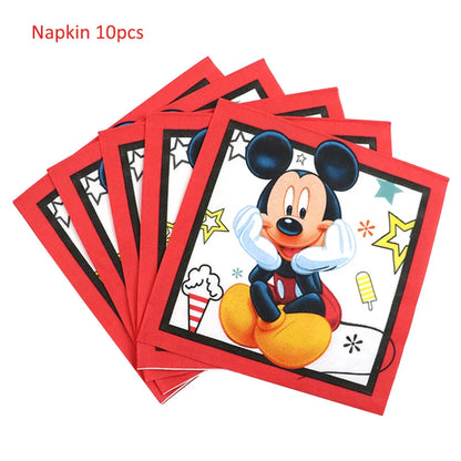 Mickey Mouse Theme Disposable Tableware Cups Plate Baby Children Birthday Party Supplies Boy Family Good Friend Party Decoration Good Vibrations