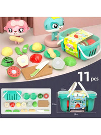 Cutting Play Food Toy for Kids Kitchen Pretend Fruit & Vegetables Accessories Educational Toy Food Kit for Toddler Children Gift Good Vibrations