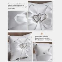 Pocket Ring Decoration Ribbon Pearls Ring Pillow Bridal Wedding Ceremony Pocket Ring Pillow Cushion Bearer with Ribbons Good Vibrations