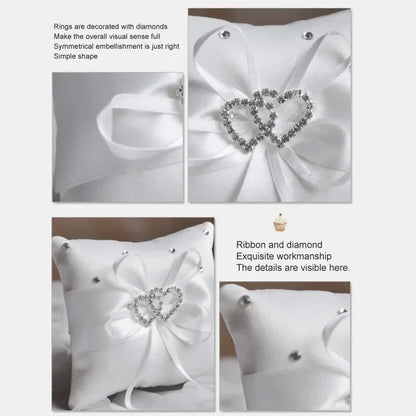 Pocket Ring Decoration Ribbon Pearls Ring Pillow Bridal Wedding Ceremony Pocket Ring Pillow Cushion Bearer with Ribbons Good Vibrations
