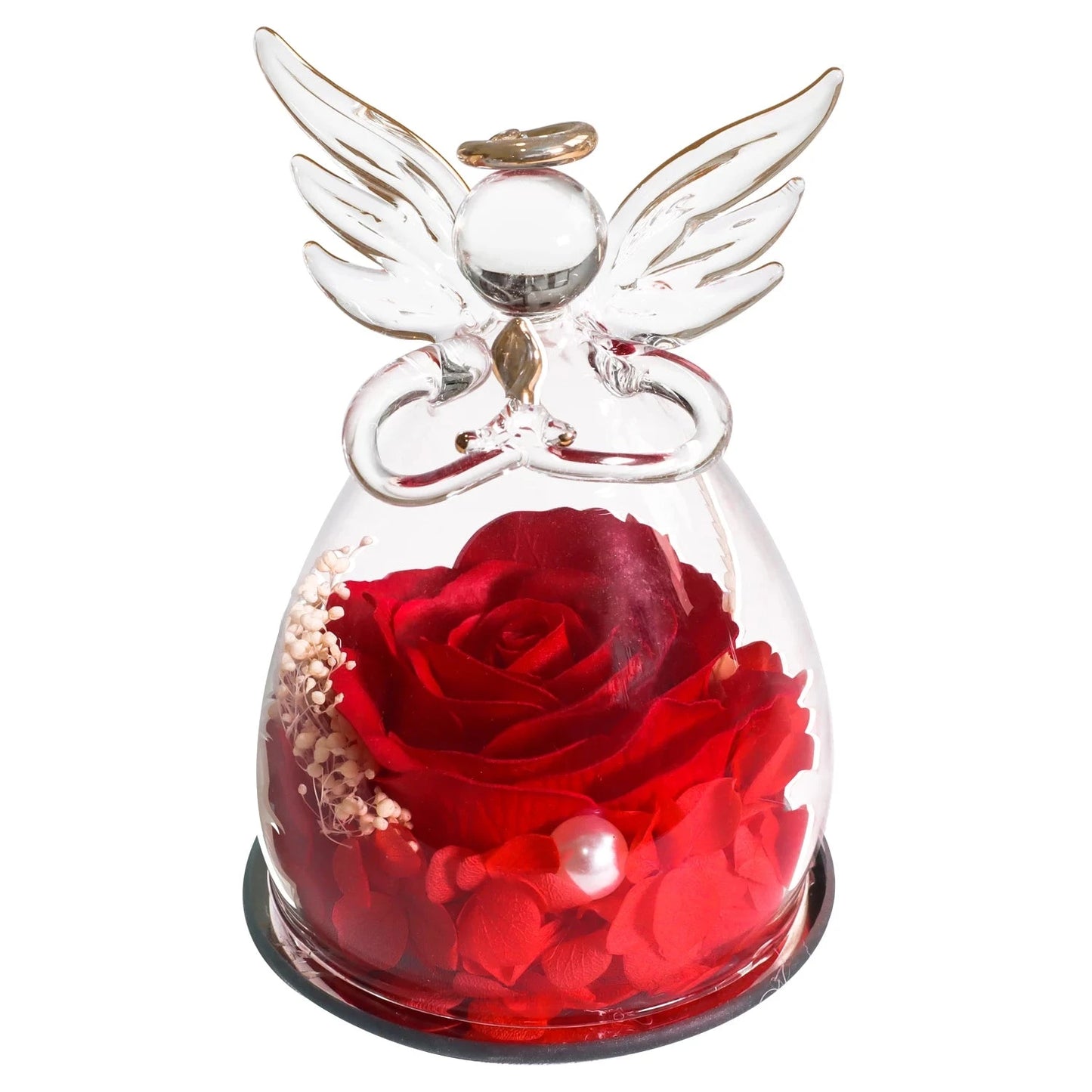 Gifts for Women Enchanted Soap Rose In Angel Glass Dome Eternal Artificial Flower Christmas Valentine's Day Gifts Wedding Supply Good Vibrations