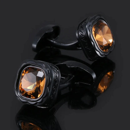Champagne Crystal French Shirt Black Cufflinks For Mens Rhinestones Buttons Wedding Groomsmen Farors Jewelry Gifts Good Vibrations