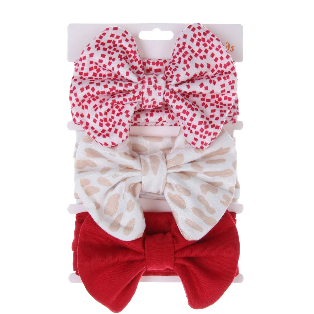 3Pcs/Set Cute Cotton Bows Baby Headbands Newborn Infant Ealstic Hairbands Boys Girsl Dot Striped Flower Print Kids Headwraps Good Vibrations