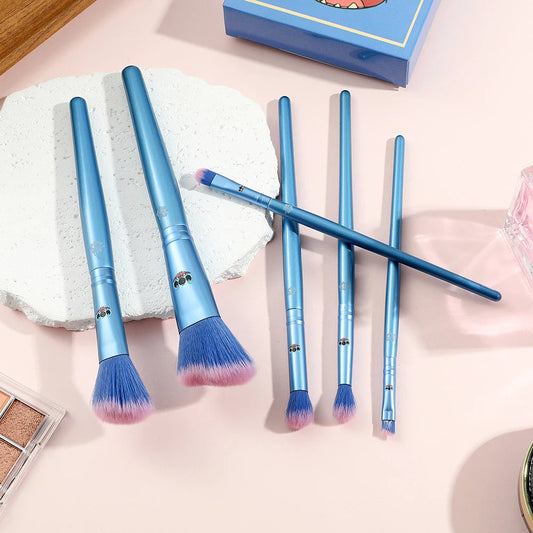 6pcs Disney Stitch Makeup Brush Kawaii Wooden Handle Powder Eye Shadow Foundation Blush Blending Beauty Make Up Brush Good Vibrations