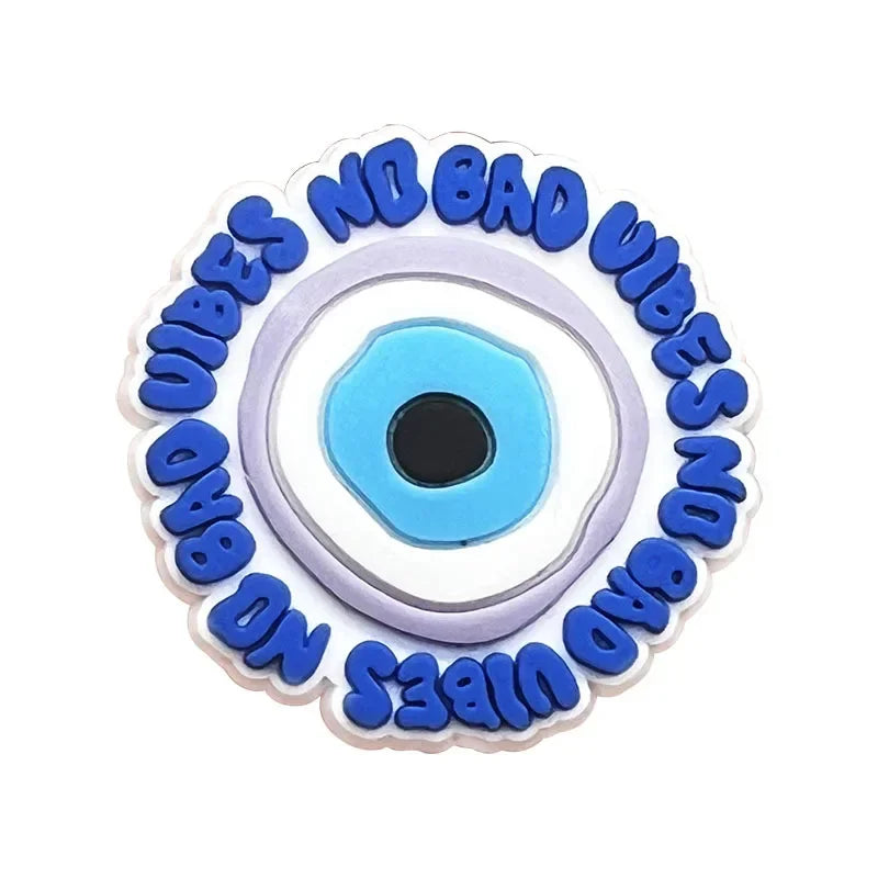 Shoe Charms for Crocs Accessories
 Blue Eyes Shoes Charm for Croc Decorations Pins Men Accessory Jeans Woman Clogs Clips Badges Good Vibrations