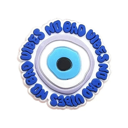 Shoe Charms for Crocs Accessories
 Blue Eyes Shoes Charm for Croc Decorations Pins Men Accessory Jeans Woman Clogs Clips Badges Good Vibrations