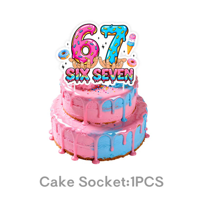 6 7 Birthday Decorations 67 Meme Themed Baseball Ice Cream Donut Banner Cake Topper Balloons for Baby Shower Party Supplies Good Vibrations