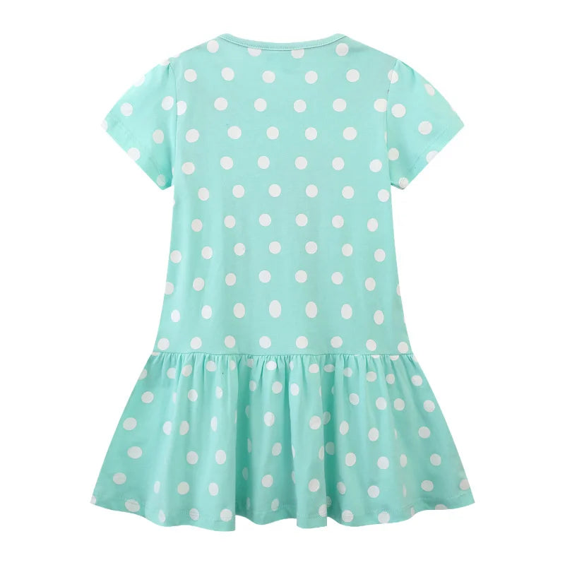 Jumping Meters 2-7T Animals Embroidery Applique Summer Dots Lovely Children's Girls Dresses Birthday Party Cute Baby Clothing Good Vibrations