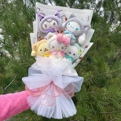 Christmas Gifts Cartoon Sanrio Plush Bouquet My Melody Kuromi Cinnamoroll Kt Cat Plush Doll Toy  Valentine Graduation Gifts Good Vibrations