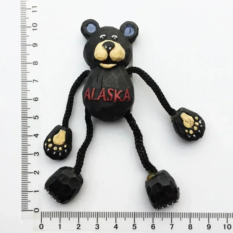 USA Alaska Bear Kawaii Fridge Magnets Tourism Souvenir British Canada Bear Refrigerator Magnetic Stickers Cute Magnet Decor Gift Good Vibrations