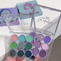 9Colors Glitter Eyeshadow Palette Smoke Purple Lace Shimmer Pearlescent Matte Acrylic Eye Shadows Palette Waterproof Eye Make Up Good Vibrations