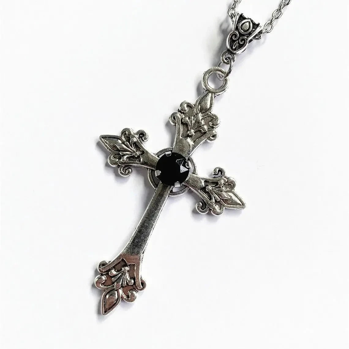 Cross pendant necklace Gothic style zircon inlaid pendant Good Vibrations