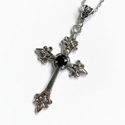 Cross pendant necklace Gothic style zircon inlaid pendant Good Vibrations