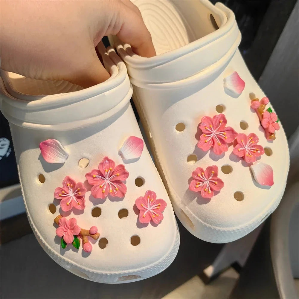Purple Flowers Shoe Charms Designer DIY Cute Shoes Decaration Party Accessories Clogs Kid Boy Women Girls Gifts Good Vibrations