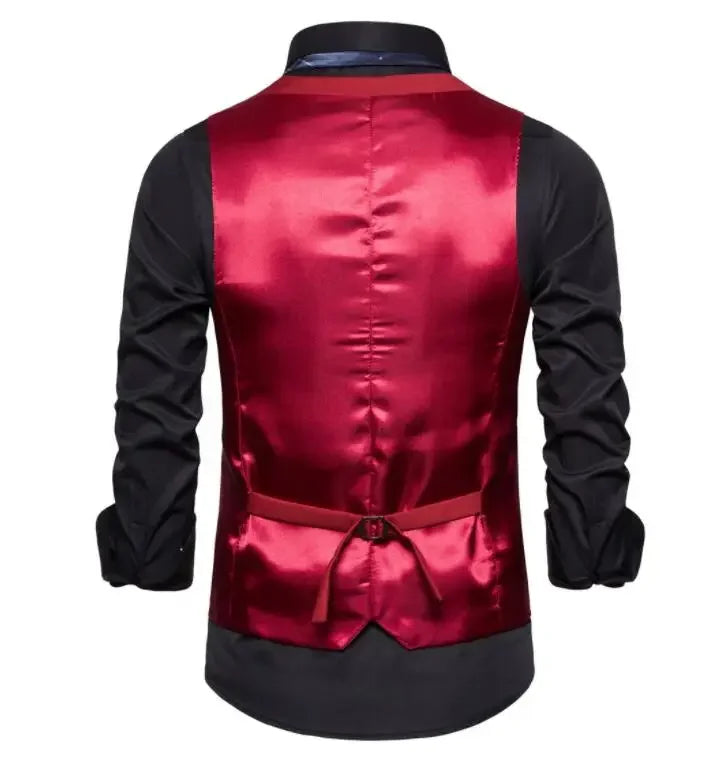 Blue Suit Vest, Men's Business Sleeveless Vests Jacket, Asian size S-6XL, Wedding Party Waistcoat, Red Purple Black Gray Good Vibrations