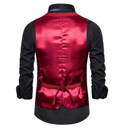 Blue Suit Vest, Men's Business Sleeveless Vests Jacket, Asian size S-6XL, Wedding Party Waistcoat, Red Purple Black Gray Good Vibrations
