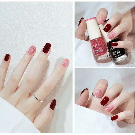 Nail Polish Without Baking Lamp White Fine Glitter Non-baking Non-peel Transparent Shiny Oil Base Coat Nude Nail Polish Good Vibrations
