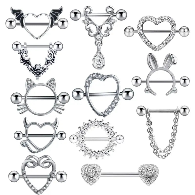 1 Pair Heart Barbell Nipple Ring Piercing Helix Piercing Sexy Nipple Jewelry High Quality Zircon Nipple Rings For Women Oreja Good Vibrations