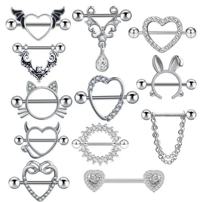 1 Pair Heart Barbell Nipple Ring Piercing Helix Piercing Sexy Nipple Jewelry High Quality Zircon Nipple Rings For Women Oreja Good Vibrations