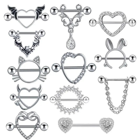 1 Pair Heart Barbell Nipple Ring Piercing Helix Piercing Sexy Nipple Jewelry High Quality Zircon Nipple Rings For Women Oreja Good Vibrations