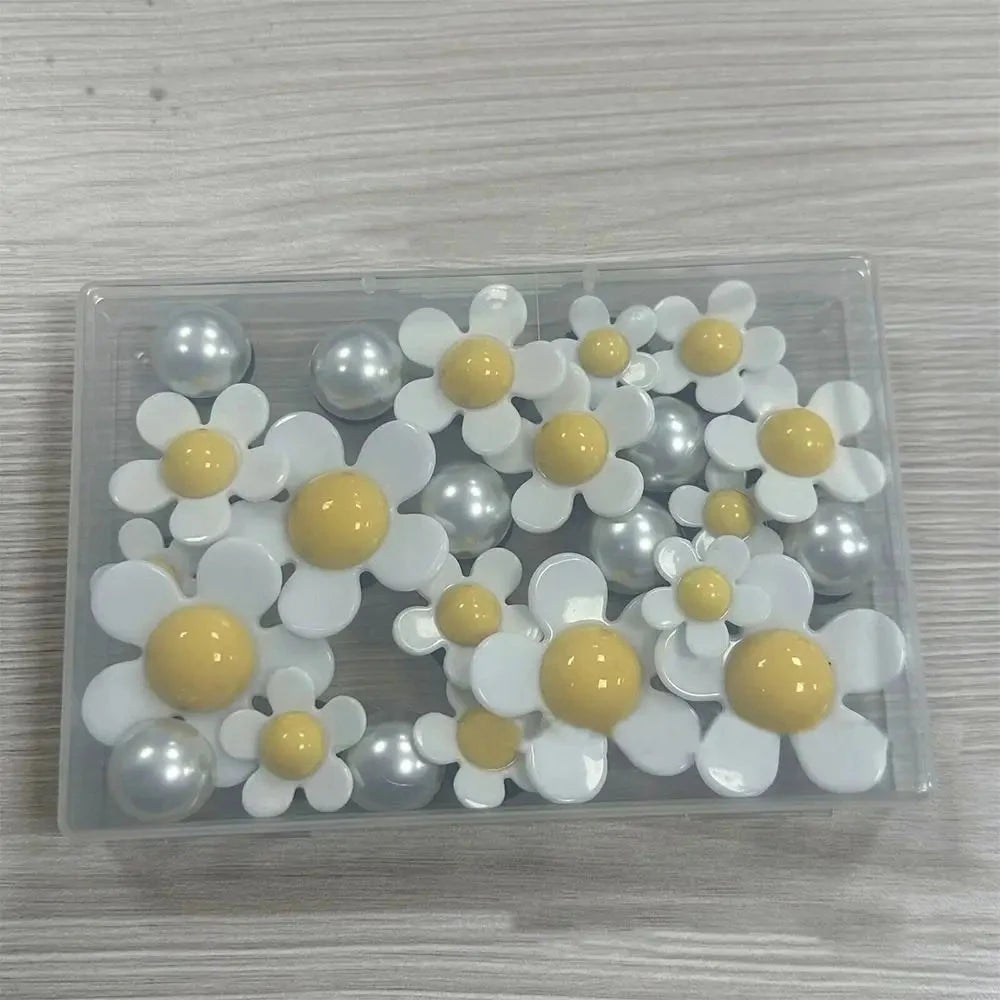 24Pcs Flowers and Pearls Charms for Bogg Bag Compatible with Women Rubber Beach Bag Tote Handbag Decoration Good Vibrations