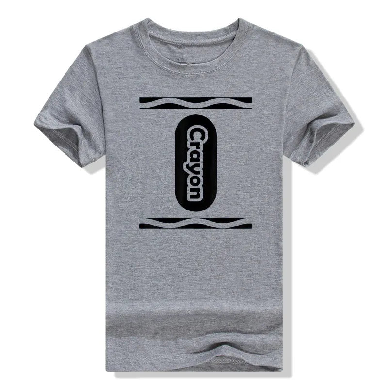Pick Any Color Crayon Box Halloween Costume Couple & Group T-Shirt Gifts Letters Printed Graphic Tee Tops Basic Cotton Outfits Good Vibrations