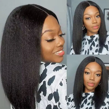 Wear And Go Glueless Wigs Yaki Straight Bob Wigs 13x4 Lace Front Wigs Human Hair Kinky Straight Lace Frontal Wigs Tissage Humain Good Vibrations