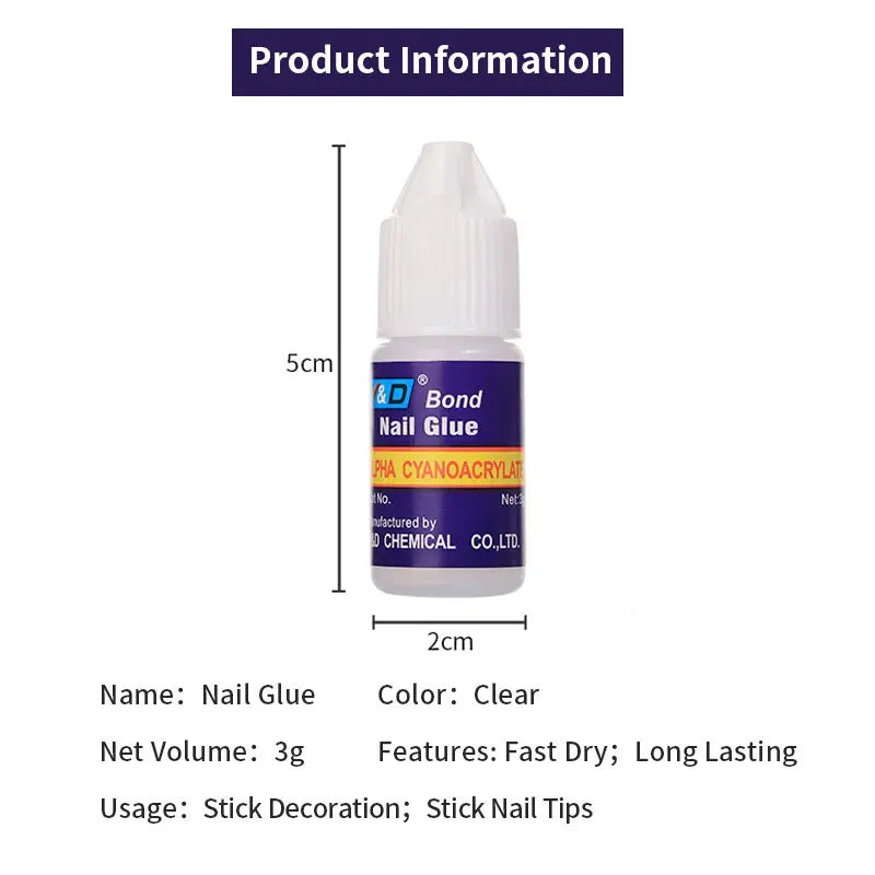 1/5/10pcs Super Strong Nail Bond Glue Acrylic Tips & Rhinestone Professional Nail Glue 2g/3g/7g/10g Fast Dry Long Lasting Glue Good Vibrations