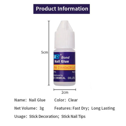 1/5/10pcs Super Strong Nail Bond Glue Acrylic Tips & Rhinestone Professional Nail Glue 2g/3g/7g/10g Fast Dry Long Lasting Glue Good Vibrations