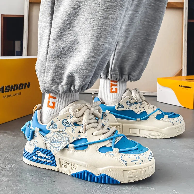 Platform Men's Sneakers Fashion Men Casual Shoes Autumn Designer Breathable Running Men Shoe Personality Lace Up Tenis Masculino Good Vibrations