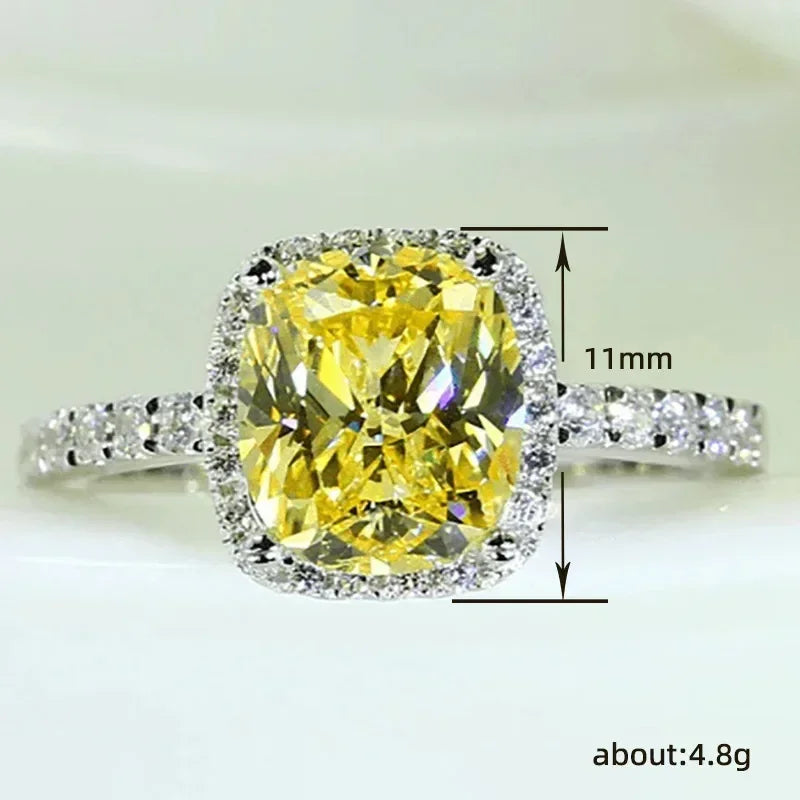 New Elegant Yellow Cubic Zirconia Women Rings Luxury Wedding Anniversary Party Lady's  Accessories Bright Fashion Jewelry Good Vibrations