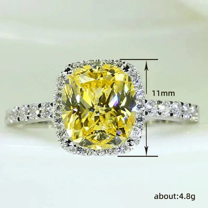New Elegant Yellow Cubic Zirconia Women Rings Luxury Wedding Anniversary Party Lady's  Accessories Bright Fashion Jewelry Good Vibrations