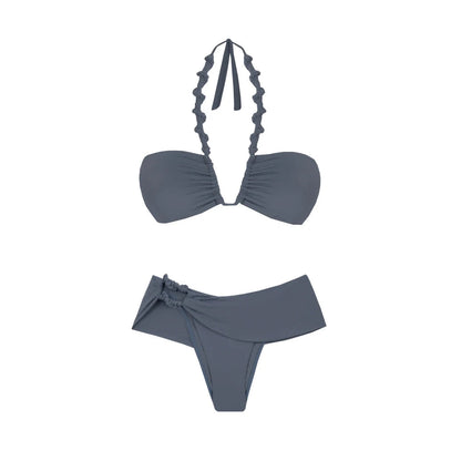 2Pcs Striped Swimsuit With Long Skirt Sexy Women Bikini Push Up Swimwear Halter Biquini Female Bathing Suit Slimming Beachwear Good Vibrations