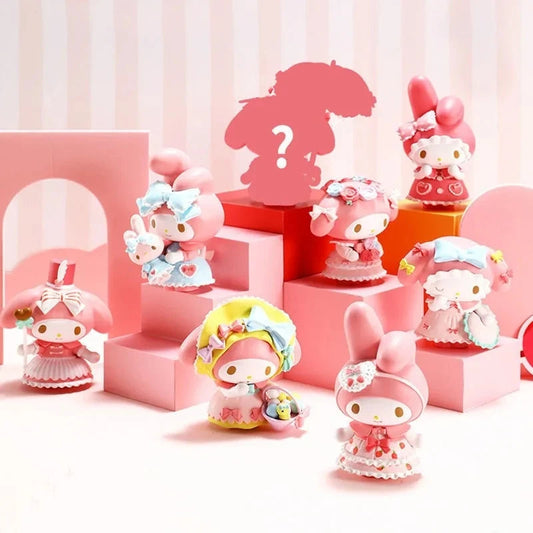 Sanrio Blind Box My Melody Pajama Party Kawaii Model Mystery Box Gift Cartoon Decoration Children's Toys Good Vibrations