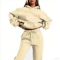 Winter Tracksuit Women Two Piece Set - Oversized Hoodie Sweatpants Solid Color Sportswear Suit |Casual Sweatshirt Trouser Set Good Vibrations