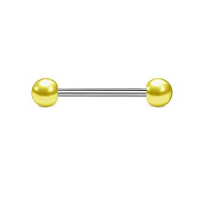 1PCS/4PCS Stainless Steel 14G Tongue Rings Barbell Glow Tongue Barbell Jewelry for Women piercing Tongue Piercing Yellow Good Vibrations