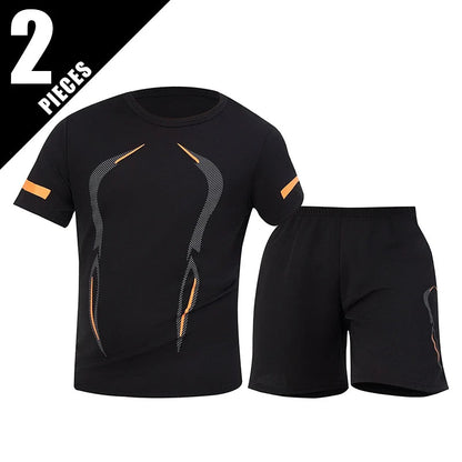 2/4/6 Pcs Plus Size Men's Quick-drying Short-sleeved Shorts Suit Men's Leisure Sports Running Fitness T-shirt Joker Shorts Teen Good Vibrations