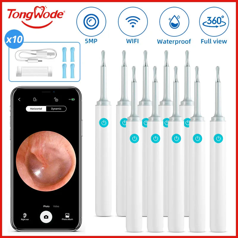 Wireless Visual Ear Endoscope Spoon Safe Silicone Earpick 5MP Camera Ear Wax Remover Luminous Otoscope 3.9mm Ear Cleaning Tools Good Vibrations