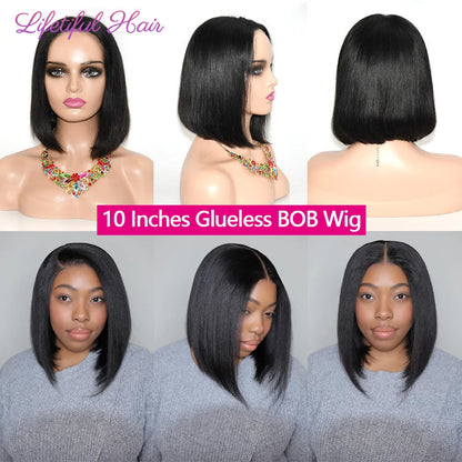 Glueless Bob Hair Wig Human Hair Ready To Wear Straight Transprent 4x4 Lace Closure Wigs For Women Glueless Wigs Human Hair Good Vibrations