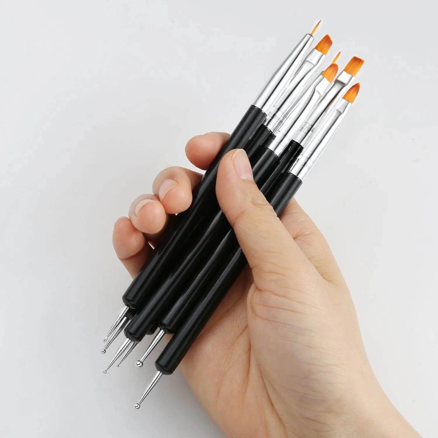 6/31PCS Nail Art Brush Set Detailing Carving Dotting Dual-Head Brushes for Acrylic UV Gel Polish Manicure Tools Good Vibrations