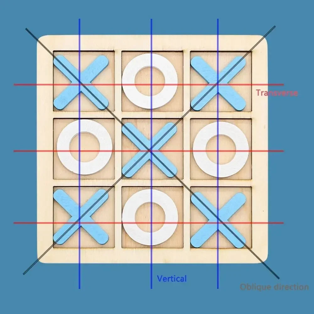 1PC Wooden Board Game Tic Tac Toe 9"x9" Table Toy for Kids Gifts Family Games Desk Decoration Board Game Good Vibrations