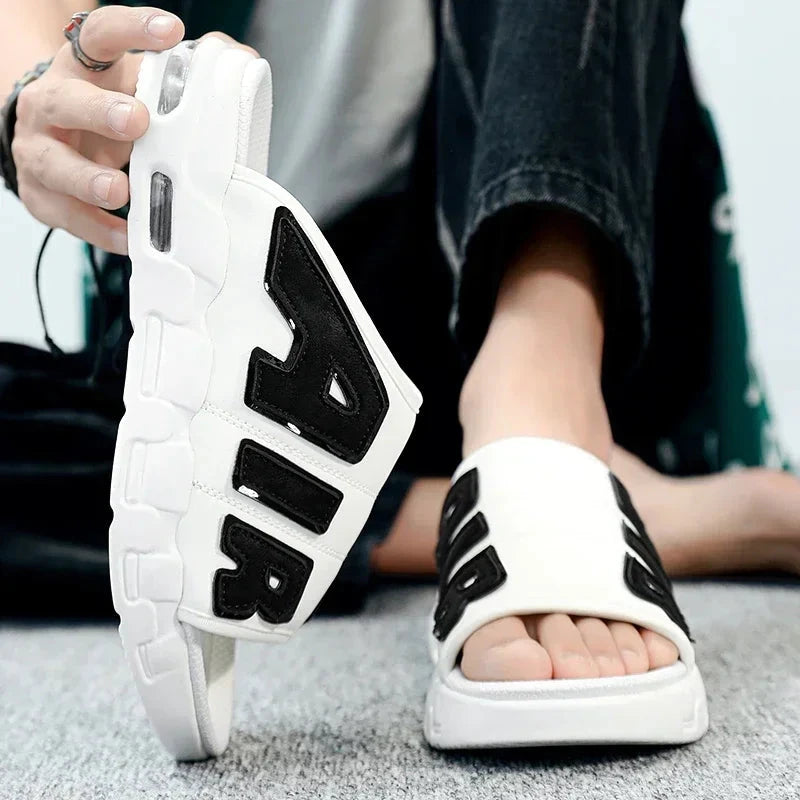 Men Air Cushion Design Slide Man Summer PVC Soft Non-slip Men's Sports Slippers New Slippers for Men Flip Flops Chanclas Hombre Good Vibrations