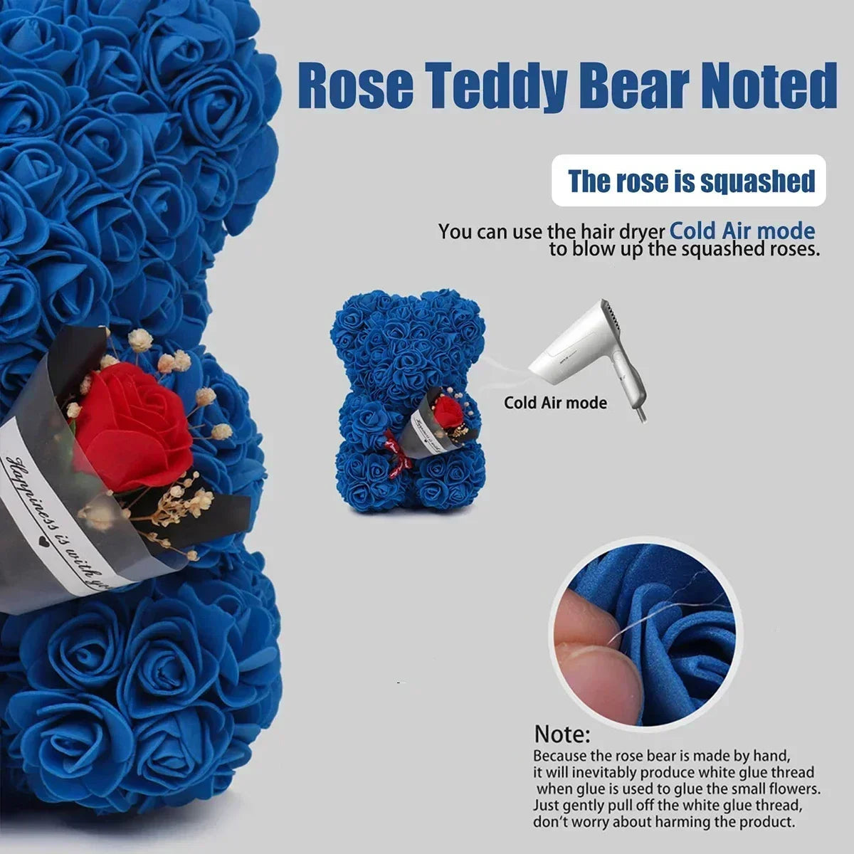 Rose Teddy Bear Artificial Flower Anniversary Valentines Day Birthday Gift Mothers Day Mom Gifts Girlfriend Birthday Gifts Women Good Vibrations