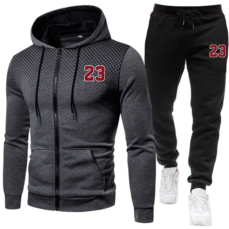 2026 Hot Sale Men's Tracksuit Zip-up Jacket Black Sweatpants Fall Winter Daily Casual Sporty Sweatshirt Outfit Male Training Set Good Vibrations