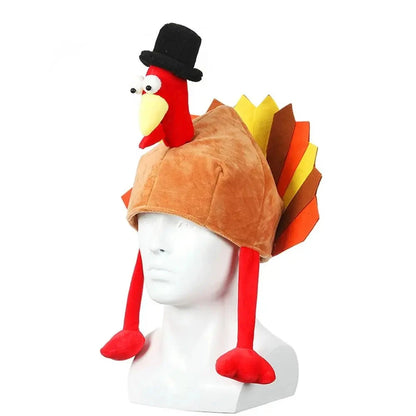 Cute Thanksgiving Turkey Hats Comfortable Soft Plush Turkey Caps Creative Unisex Roleplaying Photo Cap Children Good Vibrations