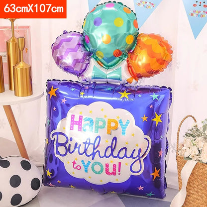 Happy Birthday Cake Aluminum Film Balloons Photo Props Supply Children Baby Birthday Party Decoration Sweet Photos Taking Ballon Good Vibrations
