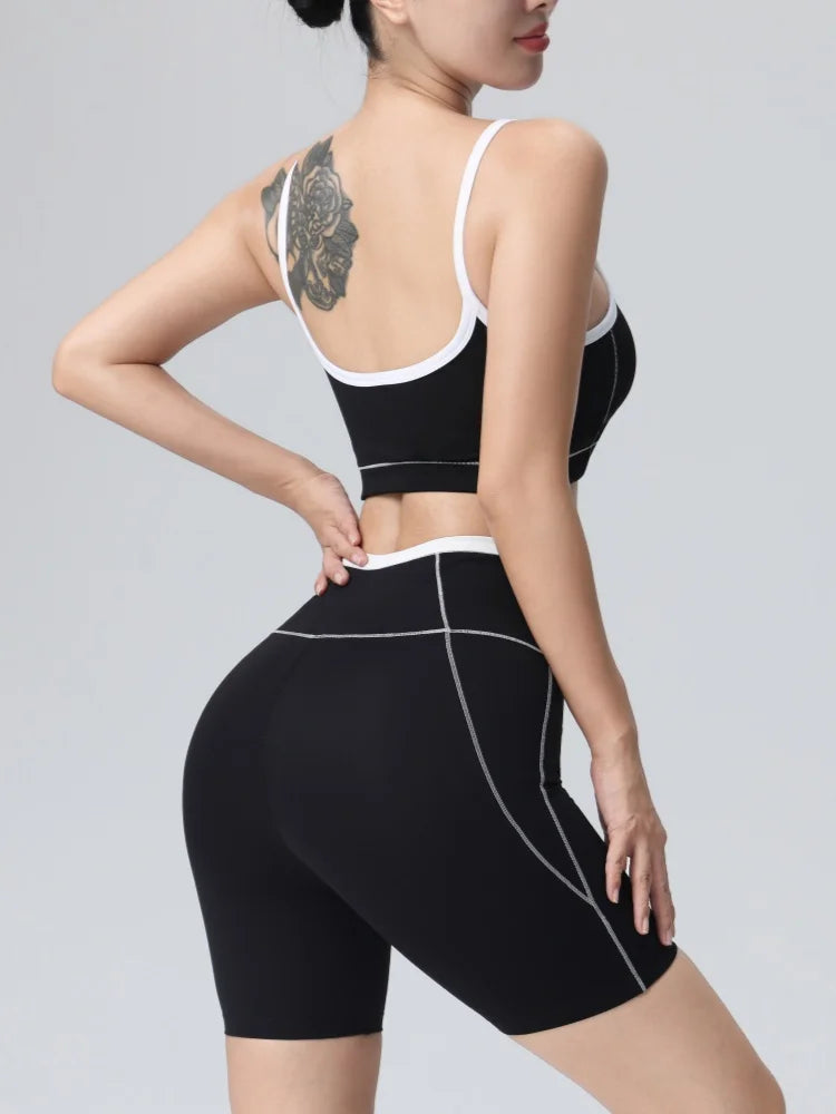 Yoga Sport Outfit for Woman Fitness Women's Two Pieces Short Pant Sets Suits Tracksuit Sportswear Woman Gym Yoga Workout Clothes Good Vibrations
