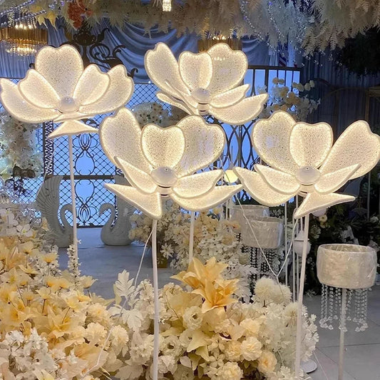 Wedding decoration luminous lantern LED white lace flower decoration wedding road guide Christmas party event stage decorations Good Vibrations